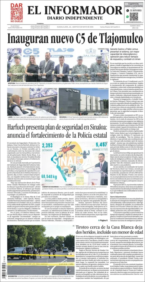 Portada de El Informador del martes, 5 de mayo de 2026