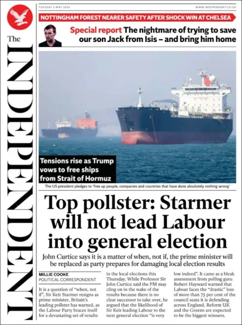 Portada de The Independent del martes, 5 de mayo de 2026