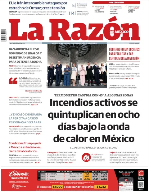 Portada de La Razon del martes, 5 de mayo de 2026