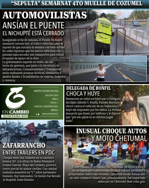 Portada de En Cambio - Quintana Roo (contraportada) del martes, 5 de mayo de 2026