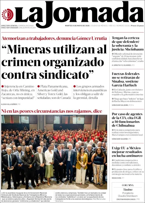 Portada de La Jornada del martes, 5 de mayo de 2026