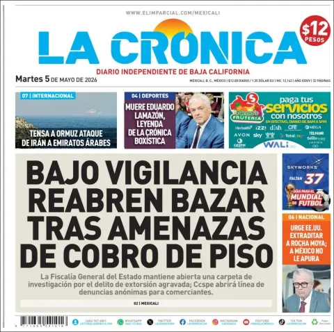 Portada de La Cronica del martes, 5 de mayo de 2026