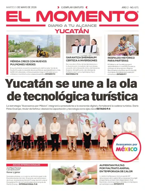 Portada de El Momento Yucatan del martes, 5 de mayo de 2026