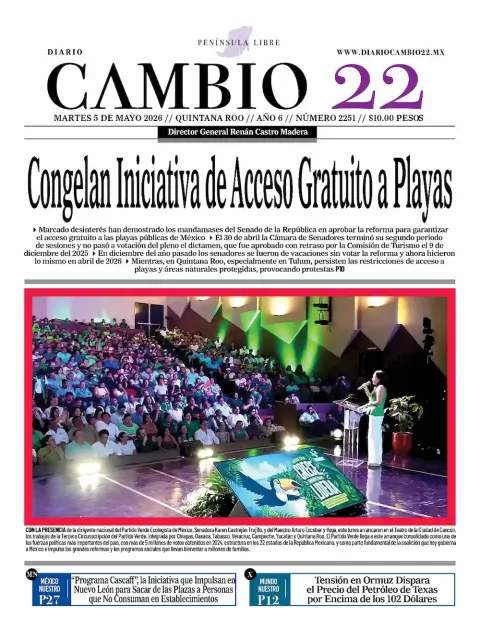 Portada de Diario Cambio 22 (contraportada) del martes, 5 de mayo de 2026