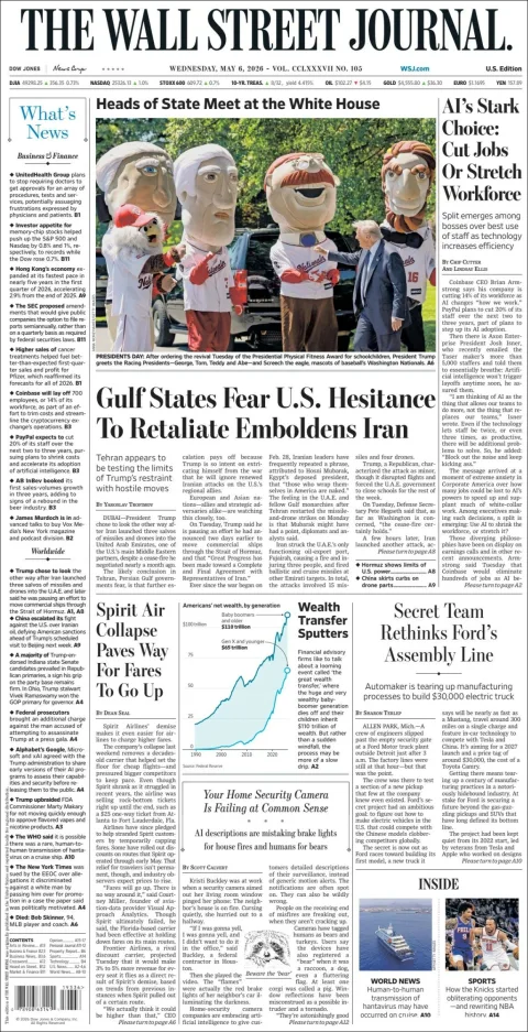 Portada de The Wall Street Journal