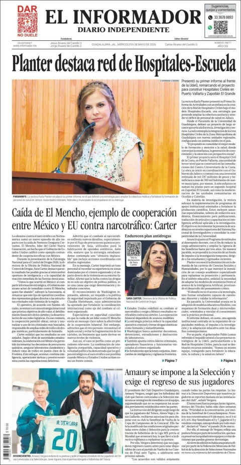 Portada de El Informador del miércoles, 6 de mayo de 2026