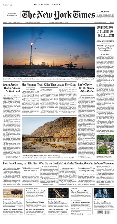 Portada de The New York Times (national) del miércoles, 6 de mayo de 2026