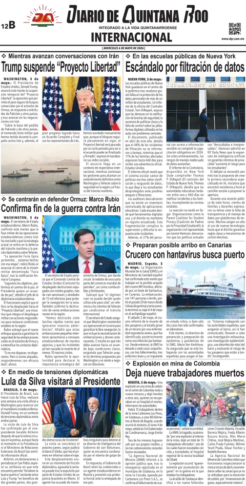 Portada de Diario de Quintana Roo (contra Portada) del 2026-05-06