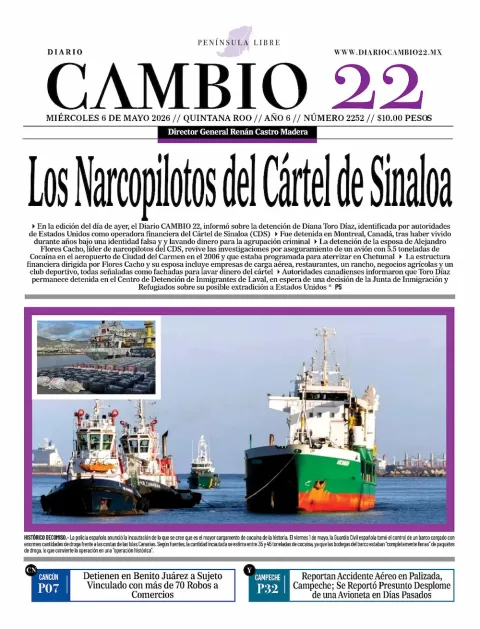 Portada de Diario Cambio 22 (portada) del miércoles, 6 de mayo de 2026