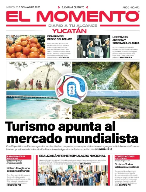 Portada de El Momento Yucatan del miércoles, 6 de mayo de 2026