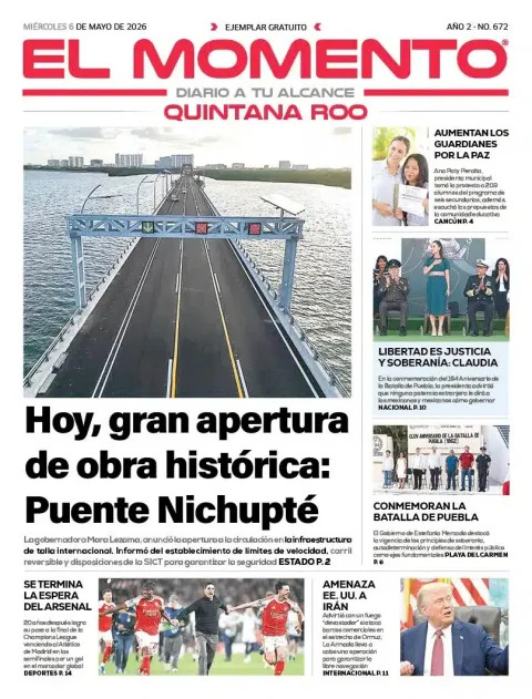 Portada de El Momento Quintana Roo del miércoles, 6 de mayo de 2026