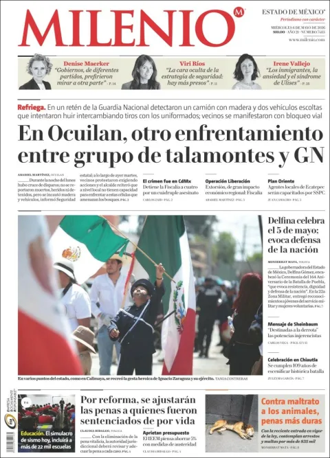 Portada de Milenio Edo de Mexico del miércoles, 6 de mayo de 2026