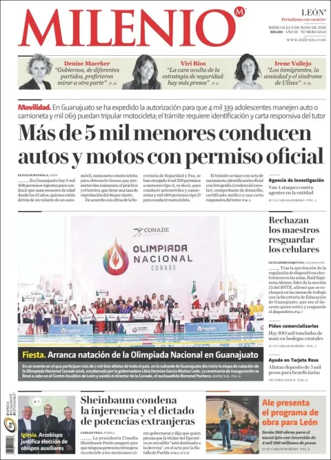 Portada de Milenio Leon del miércoles, 6 de mayo de 2026