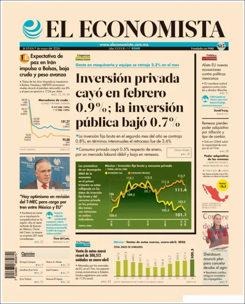 Portada de El Economista del jueves, 7 de mayo de 2026