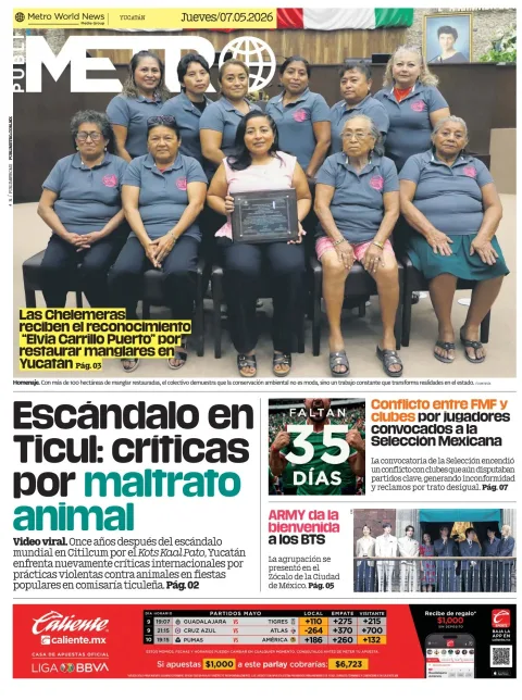 Portada de Publimetro Merida del jueves, 7 de mayo de 2026