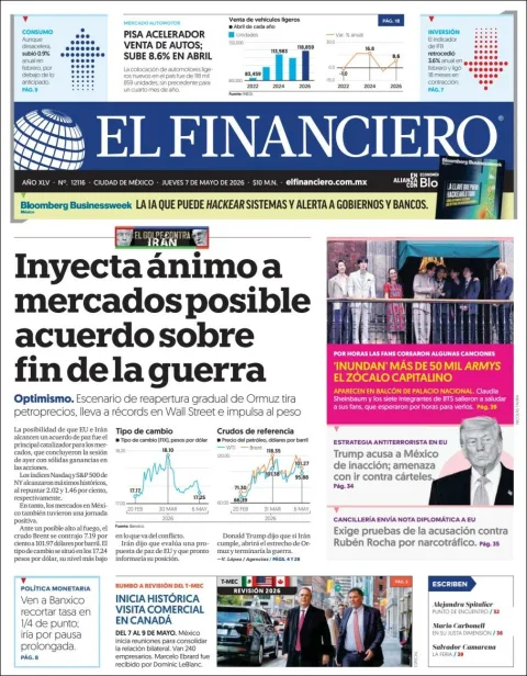 Portada de El Financiero del jueves, 7 de mayo de 2026