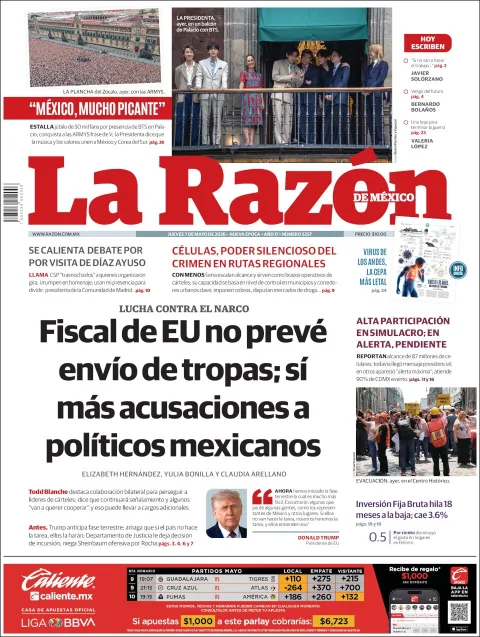 Portada de La Razon del jueves, 7 de mayo de 2026