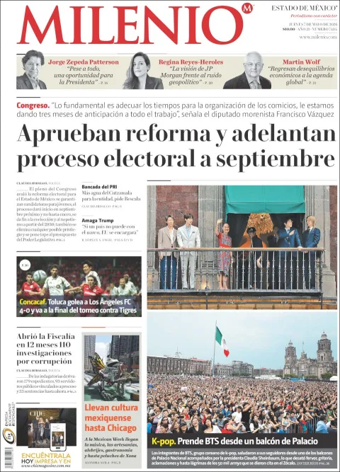 Portada de Milenio Edo de Mexico del jueves, 7 de mayo de 2026