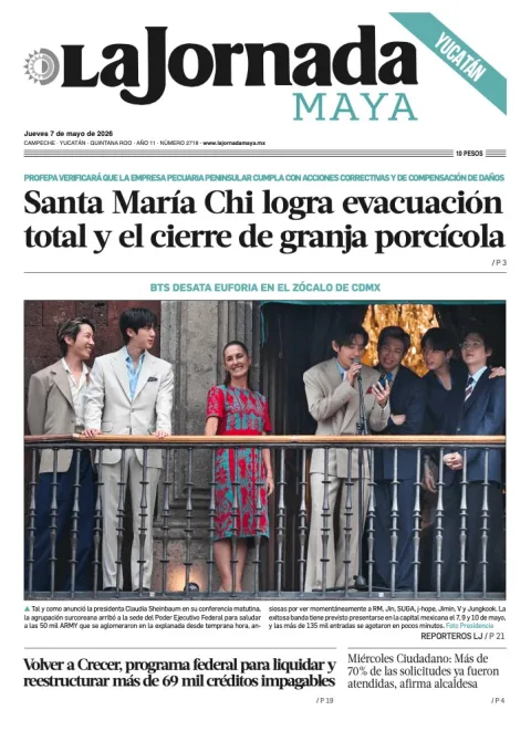 Portada de La Jornada Maya Yucatán del jueves, 7 de mayo de 2026