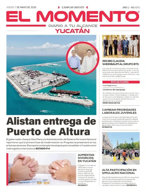 Portada de El Momento Yucatan del jueves, 7 de mayo de 2026