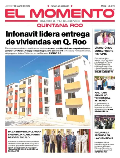 Portada de El Momento Quintana Roo del jueves, 7 de mayo de 2026