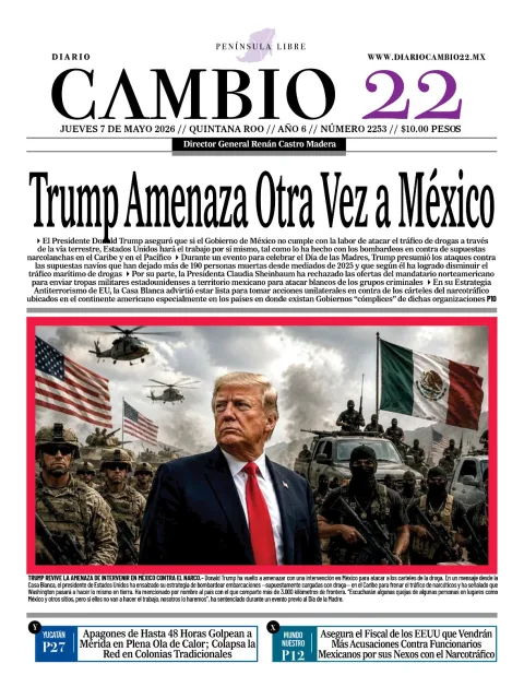 Portada de Diario Cambio 22 (contraportada) del jueves, 7 de mayo de 2026