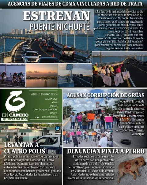 Portada de En Cambio - Quintana Roo (portada) del miércoles, 6 de mayo de 2026