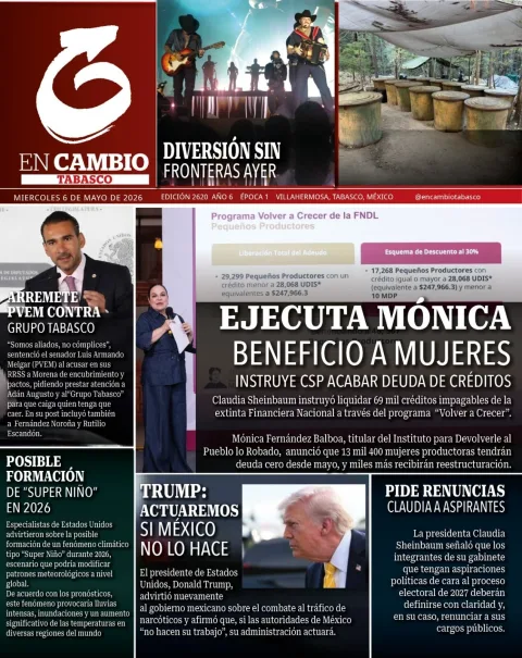 Portada de En Cambio - Tabasco (portada) del miércoles, 6 de mayo de 2026