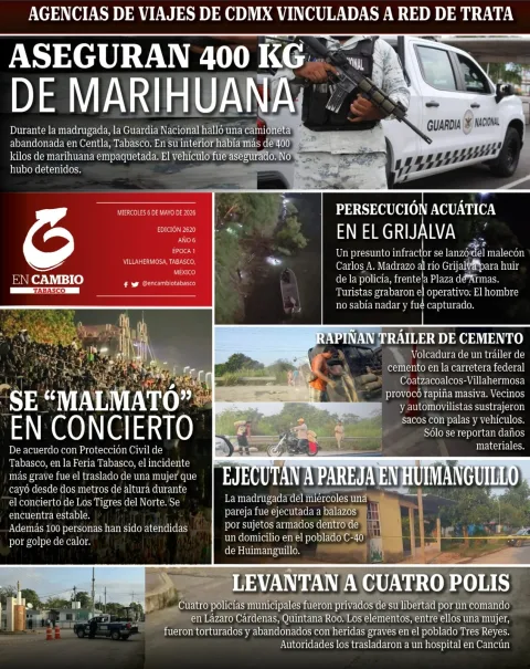 Portada de En Cambio - Tabasco (contraportada) del miércoles, 6 de mayo de 2026