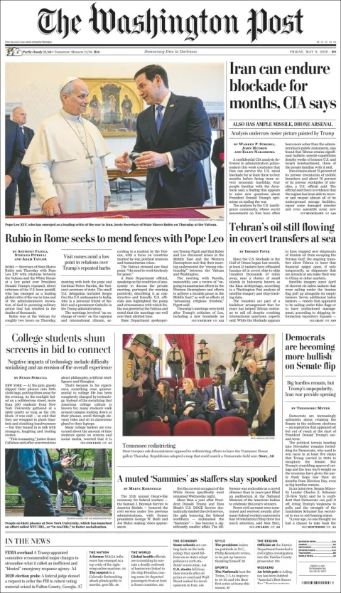 Portada de The Washington Post del viernes, 8 de mayo de 2026