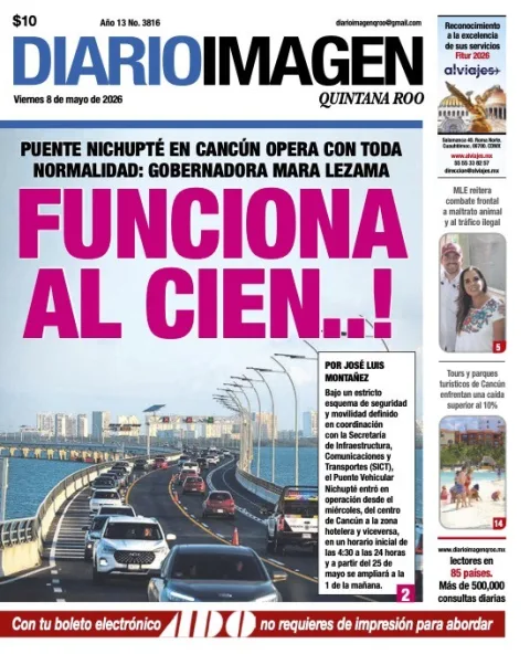 Portada de Diario Imagen Quintana Roo del viernes, 8 de mayo de 2026