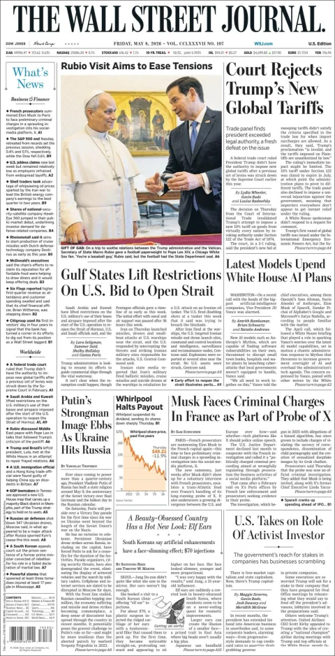 Portada de The Wall Street Journal