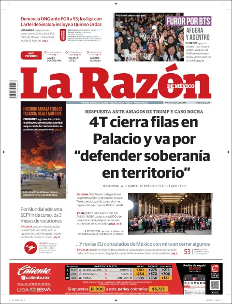 Portada de La Razon del viernes, 8 de mayo de 2026