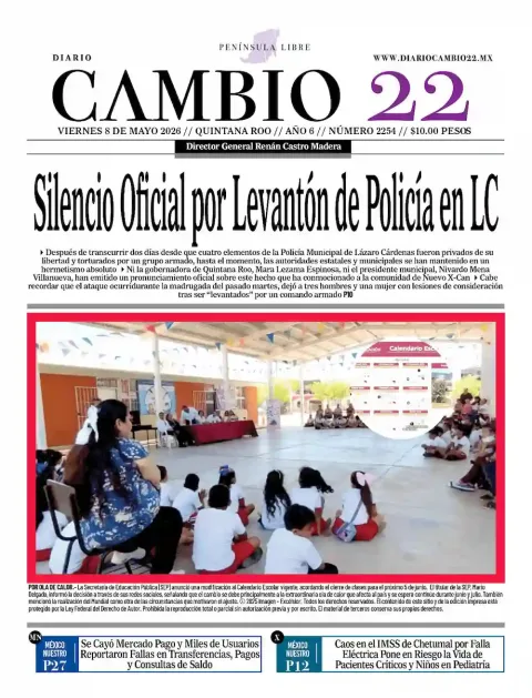Portada de Diario Cambio 22 (contraportada) del viernes, 8 de mayo de 2026
