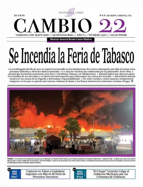Portada de Diario Cambio 22 (portada) del viernes, 8 de mayo de 2026