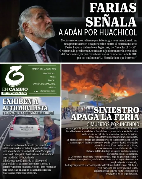 Portada de En Cambio - Tabasco (contraportada) del viernes, 8 de mayo de 2026