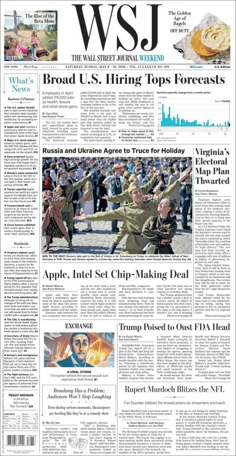 Portada de The Wall Street Journal