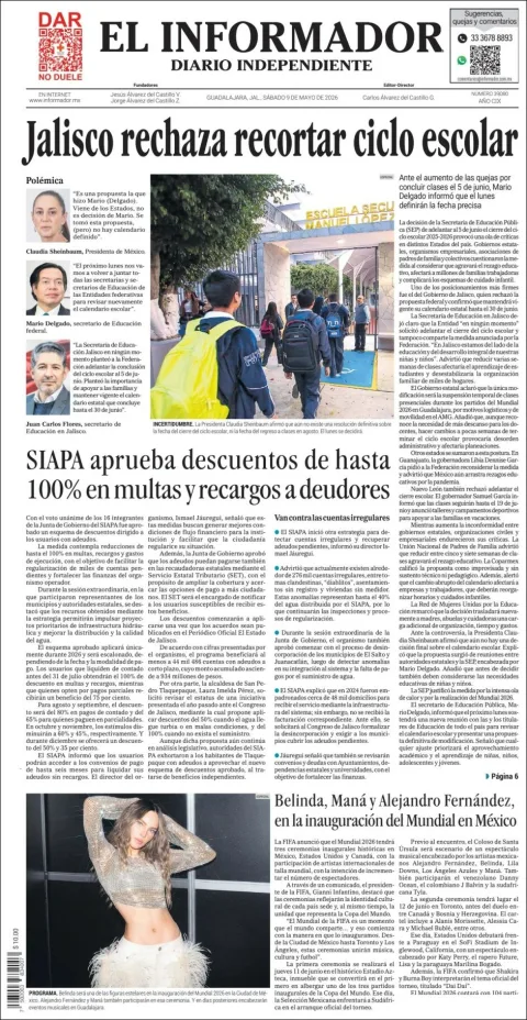 Portada de El Informador del sábado, 9 de mayo de 2026