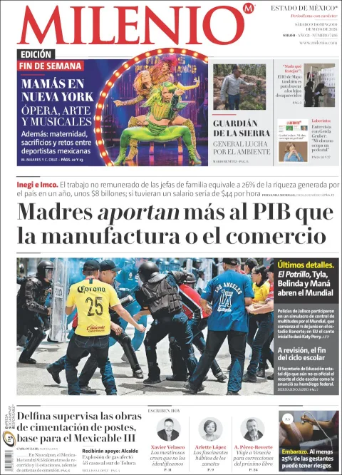 Portada de Milenio Edo de Mexico del sábado, 9 de mayo de 2026