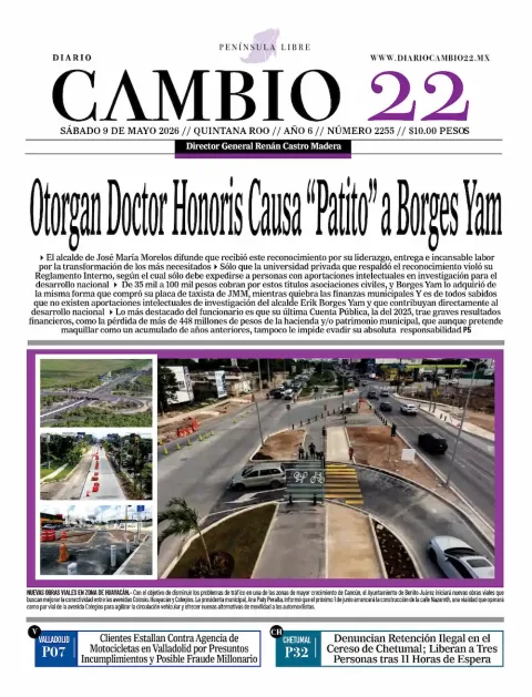 Portada de Diario Cambio 22 (portada) del sábado, 9 de mayo de 2026
