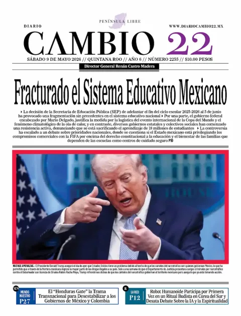 Portada de Diario Cambio 22 (contraportada) del sábado, 9 de mayo de 2026