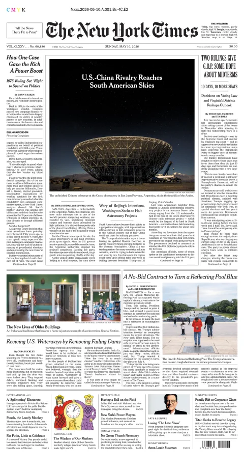 Portada de The New York Times (new York)