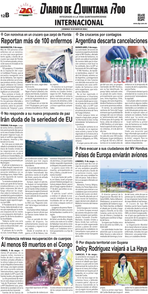 Portada de Diario de Quintana Roo (contra Portada) del 2026-05-10