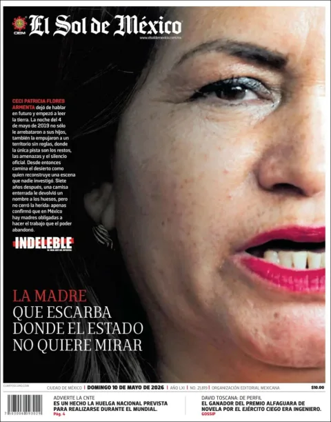 Portada de El Sol de Mexico del domingo, 10 de mayo de 2026