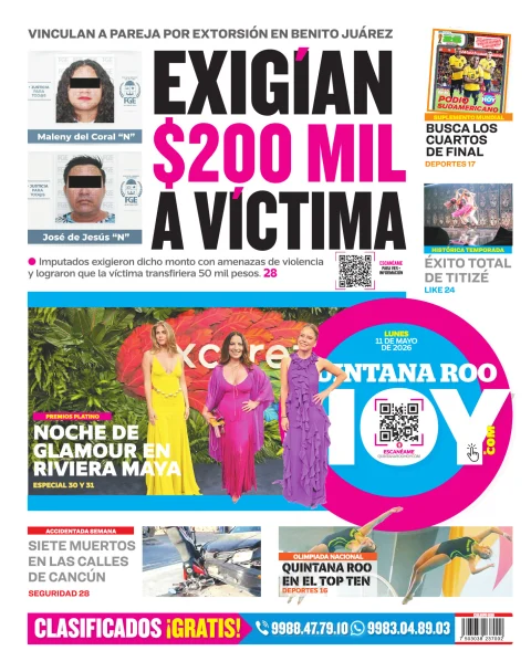 Portada de Quintana Roo Hoy (contraportada)