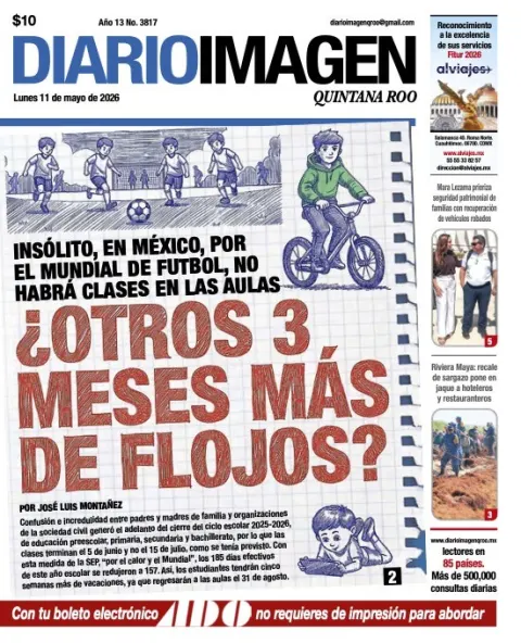 Portada de Diario Imagen Quintana Roo del lunes, 11 de mayo de 2026