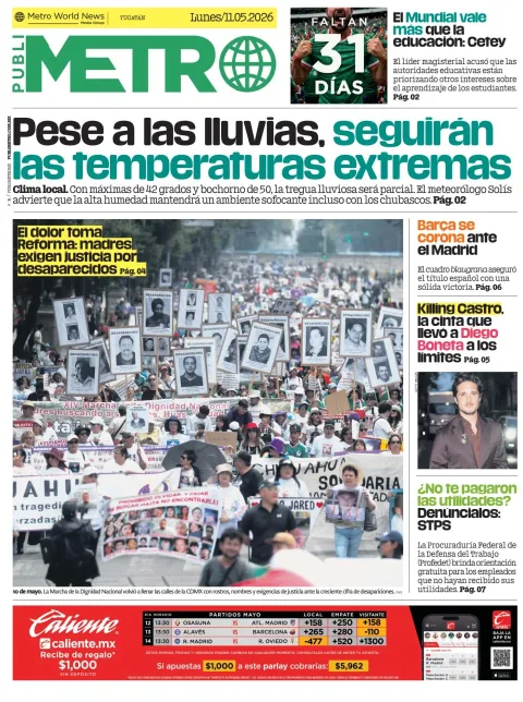 Portada de Publimetro Merida del lunes, 11 de mayo de 2026