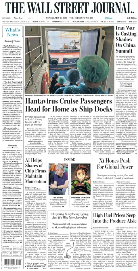 Portada de The Wall Street Journal