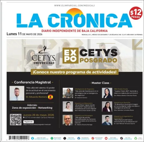 Portada de La Cronica del lunes, 11 de mayo de 2026