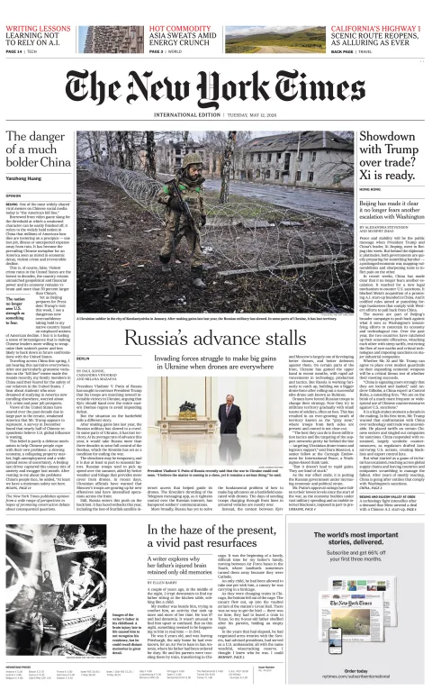 Portada de The New York Times (international) del martes, 12 de mayo de 2026